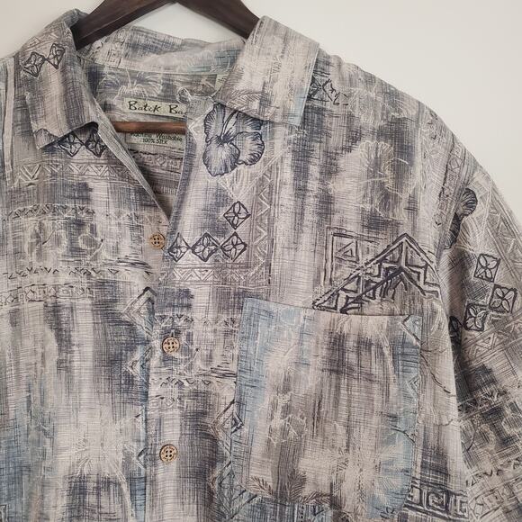 Batik Bay Silk Hawaiian Shirt Olive Cream Medium - Picture 7 of 11